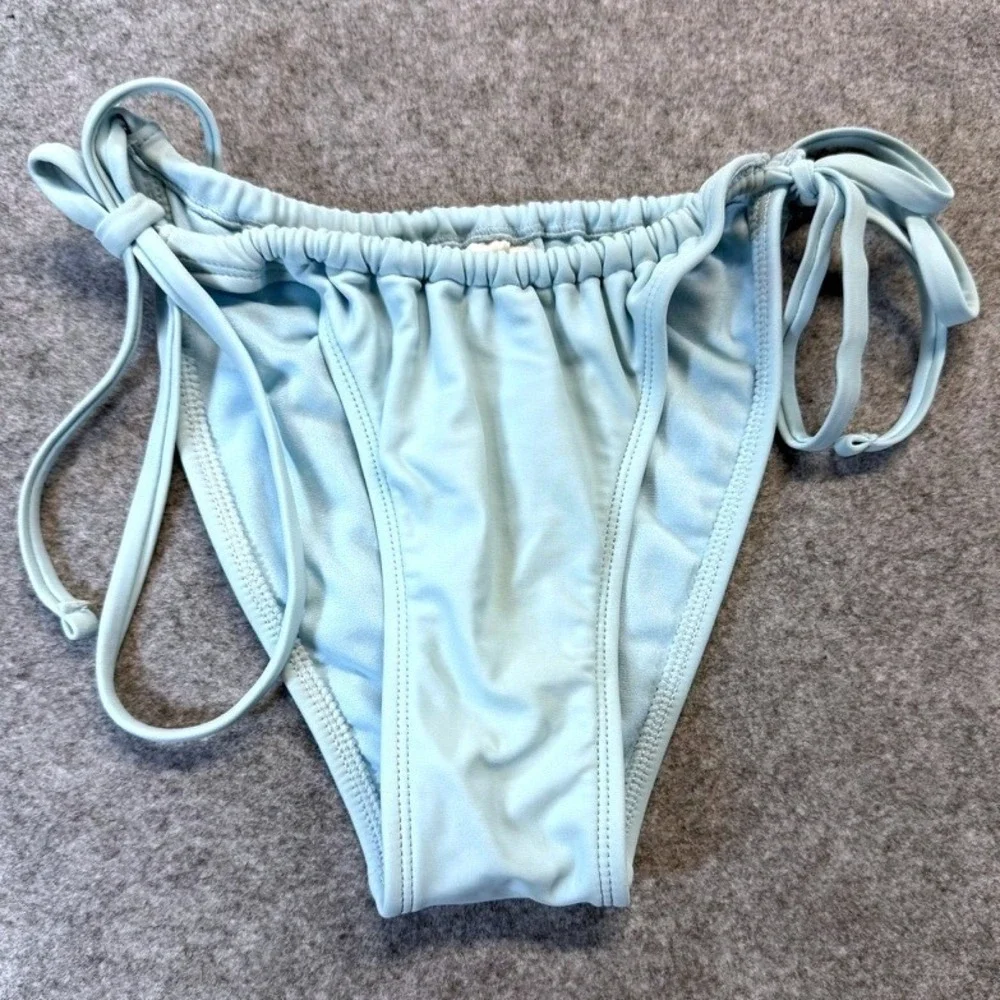Xhilaration Womens Light Blue Side Tie Ruched Bikini Bottom Aqua Turquoise Small